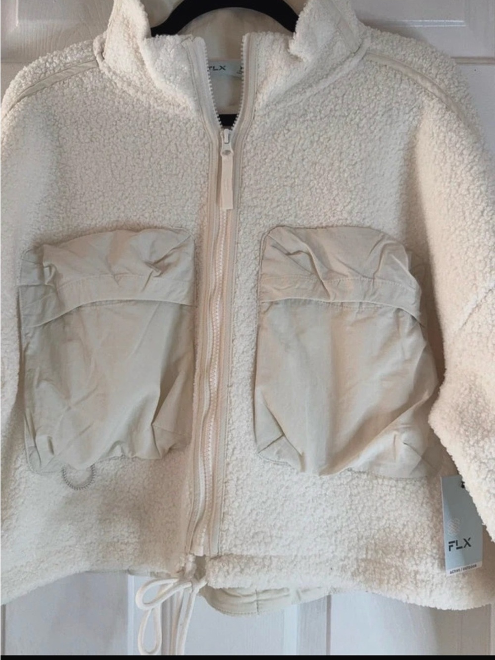 FLX Sherpa Fleece Jacket Women’s XXL Cream Beige NWT